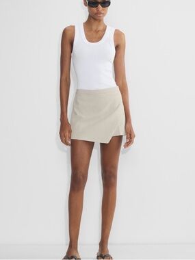 Aritzia Taupe Wrap-Front Skort